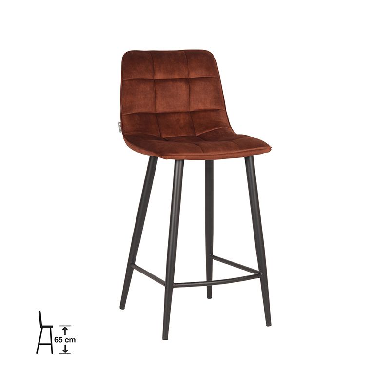 Barkruk Jelt 42x46x92 cm Rust Velours | Zwart Metaal