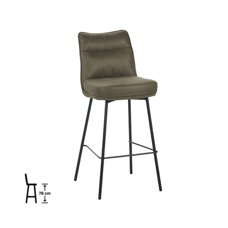 Barkruk Lennon 46x55x107 cm Moss Micro Suede | Zwart Metaal