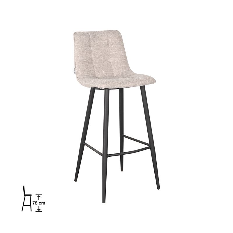 Barkruk Jelt 45x48x107 cm Naturel Boucle | Zwart Metaal