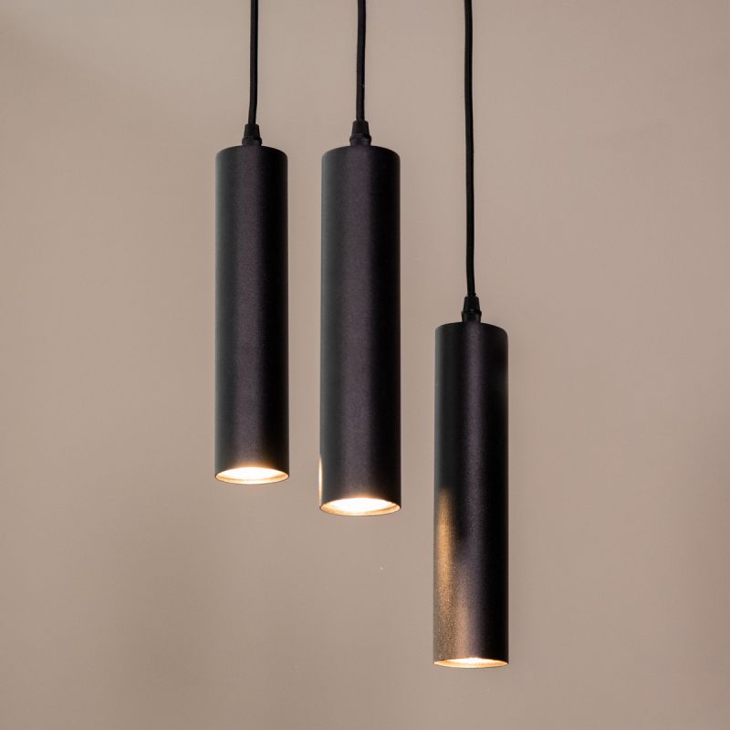 Hanglamp Ferroli 3-Lichts 25x25x150 cm Zwart Metaal | Incl. LED