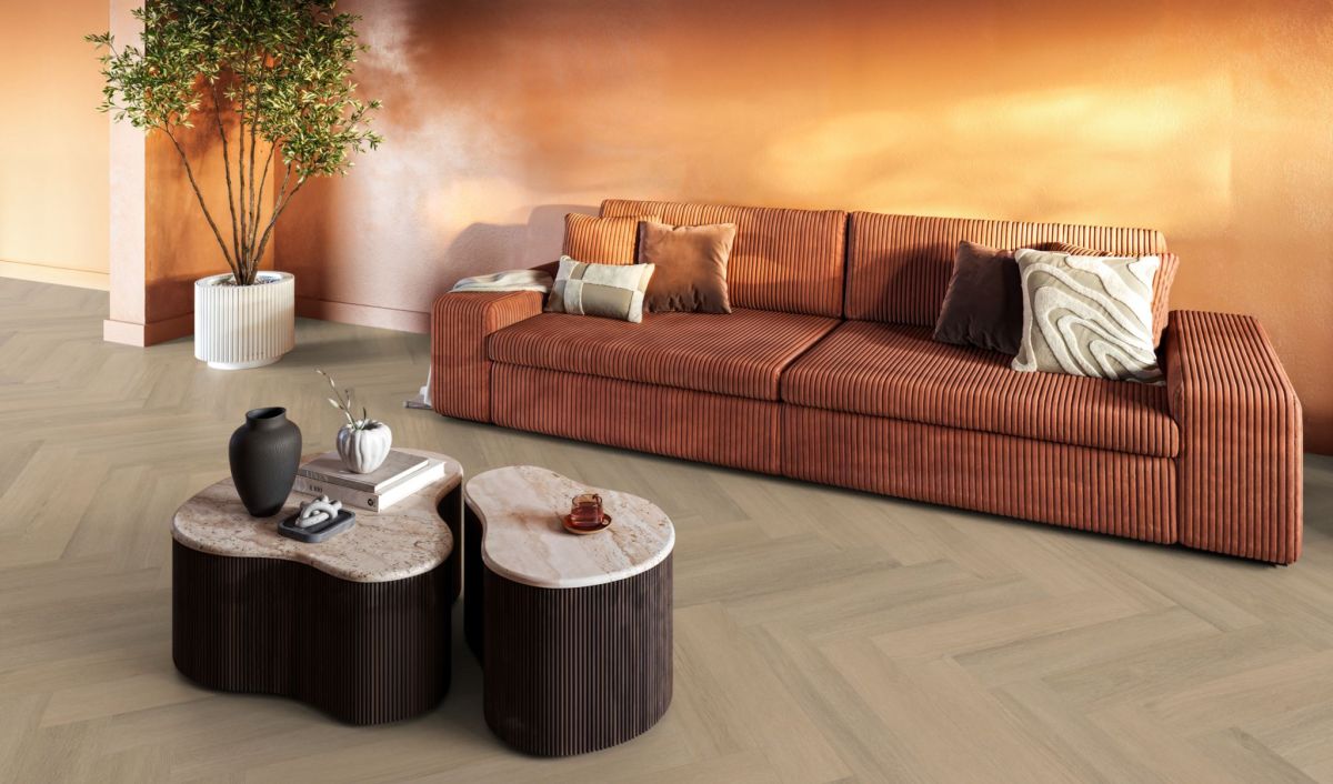 Pvc Visgraat 01 herringbone dryback warm beige