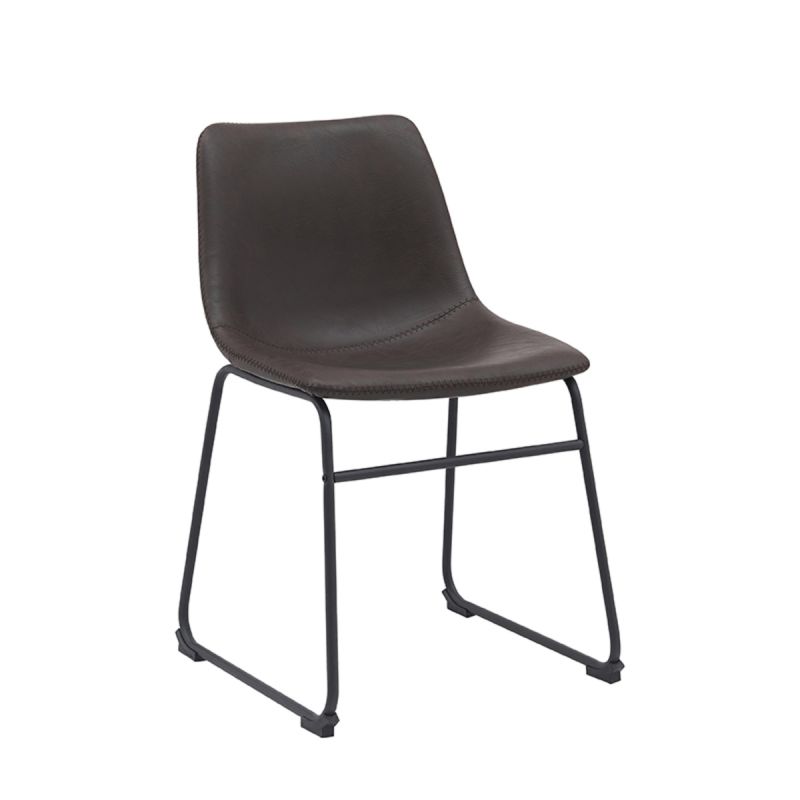 Eetkamerstoel Risto 47x55x79 cm Donkerbruin Kunstleder | Zwart Metaal