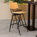Barkruk Solid 49x58x109 cm Naturel Hout | Zwart Metaal