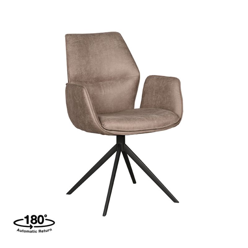 Eetkamerstoel Mellow 58x63x92 cm Taupe Micro Suede | Zwart Metaal