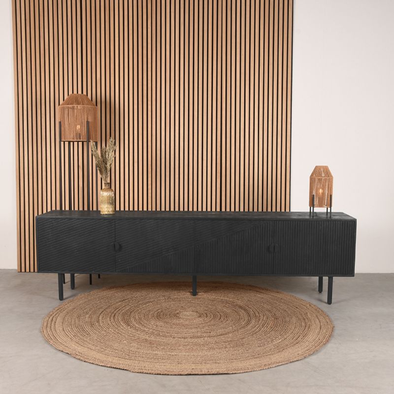 Tv-Meubel Cotia 220x40x60 cm Zwart Mangohout | Zwart Metaal