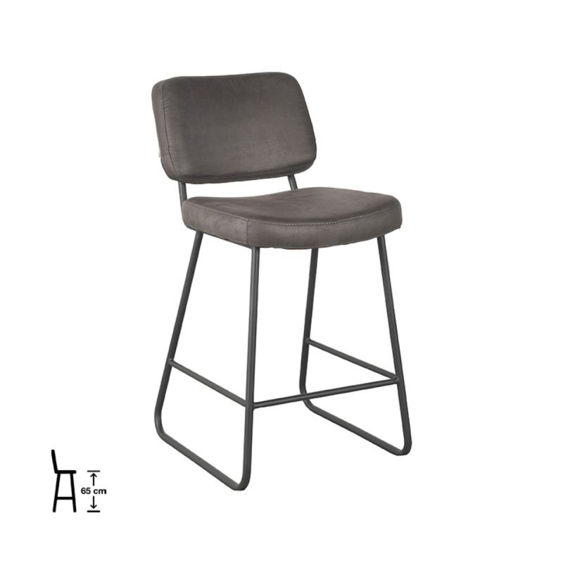 Barkruk Noah 48x61x94 cm Antraciet Micro Suede | Zwart Metaal