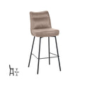 Barkruk Lennon 46x55x107 cm Taupe Micro Suede | Zwart Metaal