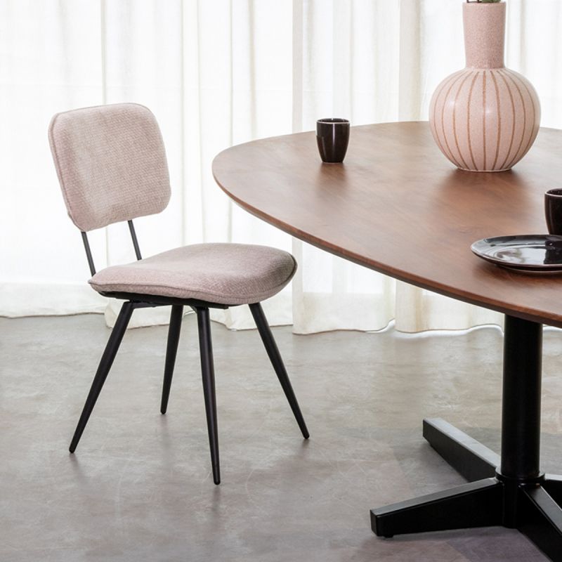 Eetkamerstoel Liva 49x60x87 cm Naturel Elite | Zwart Metaal