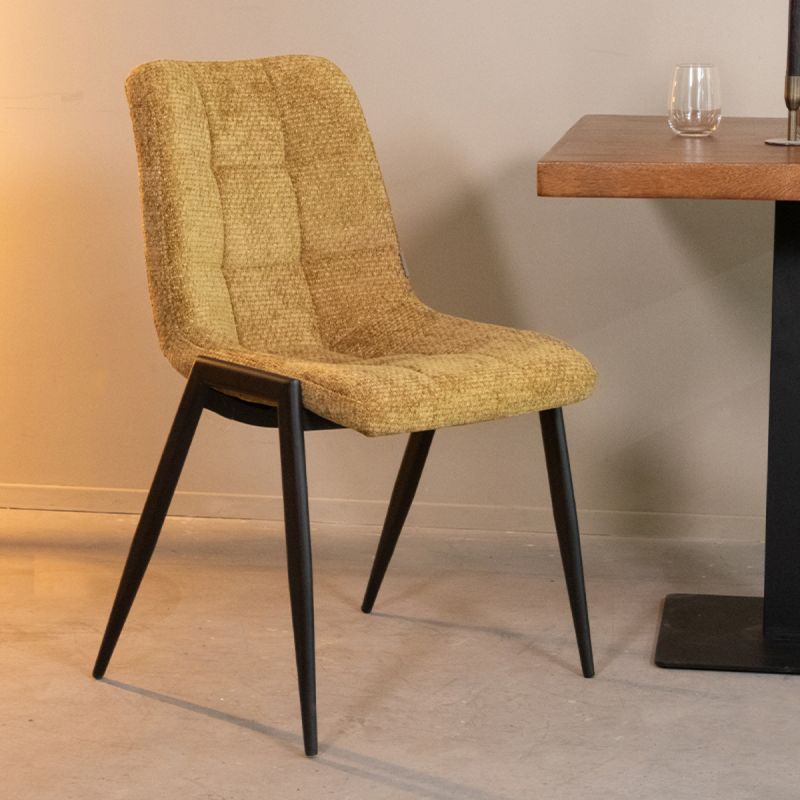 Eetkamerstoel Noor 51x41x84 cm Mustard Elite | Zwart Metaal