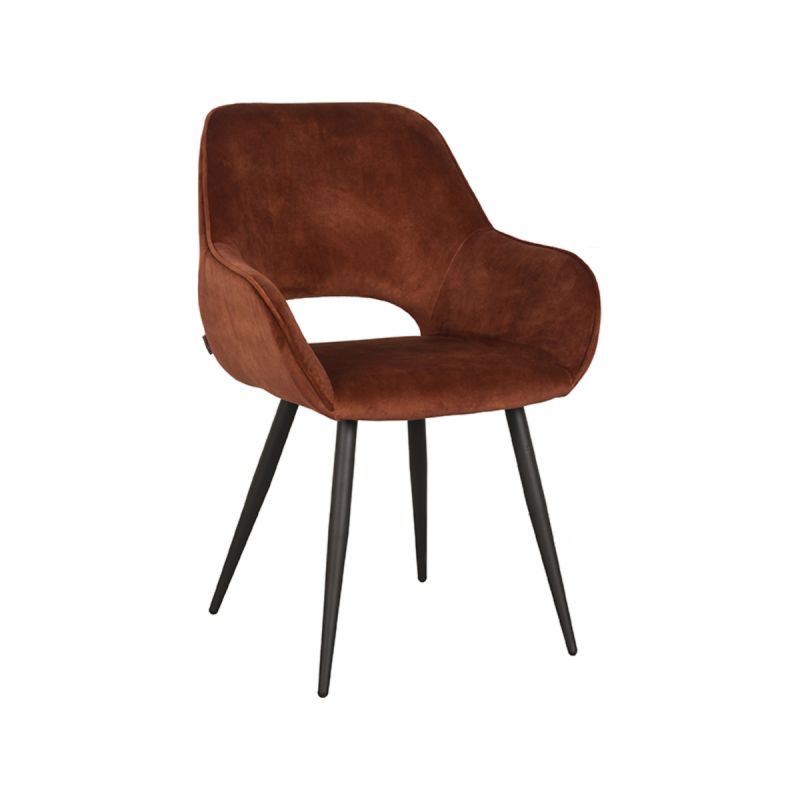 Eetkamerstoel Fer 58x57x87 cm Rust Velours | Zwart Metaal