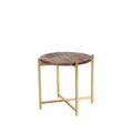 Bijzettafel Dox 40x40x40 cm Espresso Mangohout | Goud Metaal