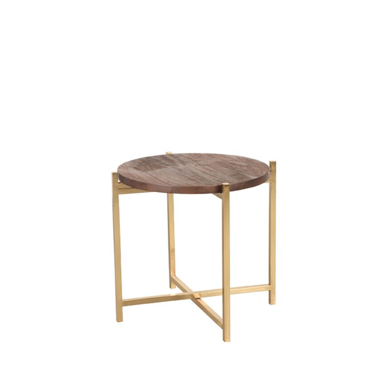 Bijzettafel Dox 40x40x40 cm Espresso Mangohout | Goud Metaal