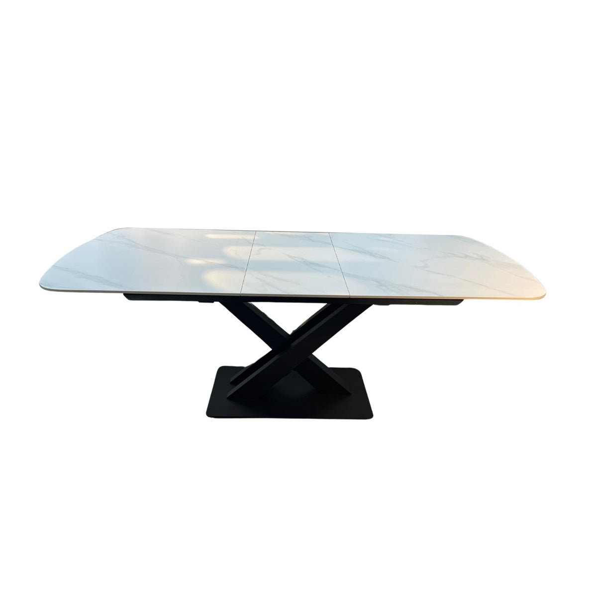 XABI DINNING TABLE BLACK 160/200X90 WHITE SINTER STONE