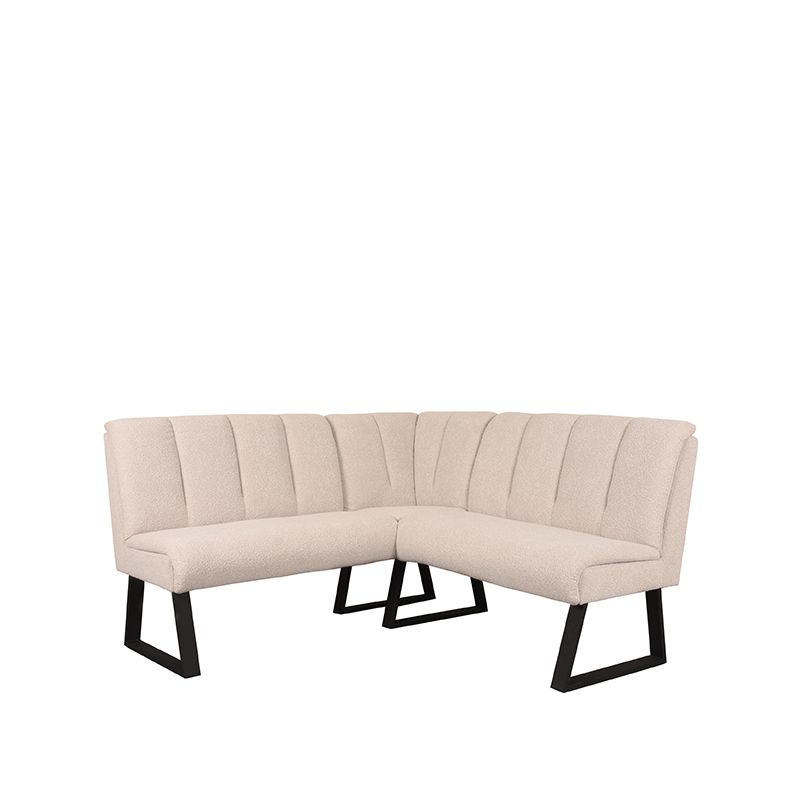 Eetkamerbank Modula 162x162x92 cm Naturel Boucle | Zwart Metaal