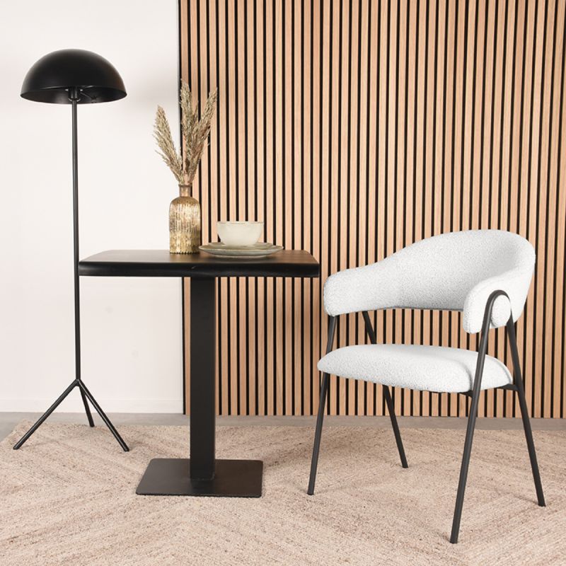 Eetkamerstoel Lowen 58x60x84 cm Champagne Boucle | Zwart Metaal