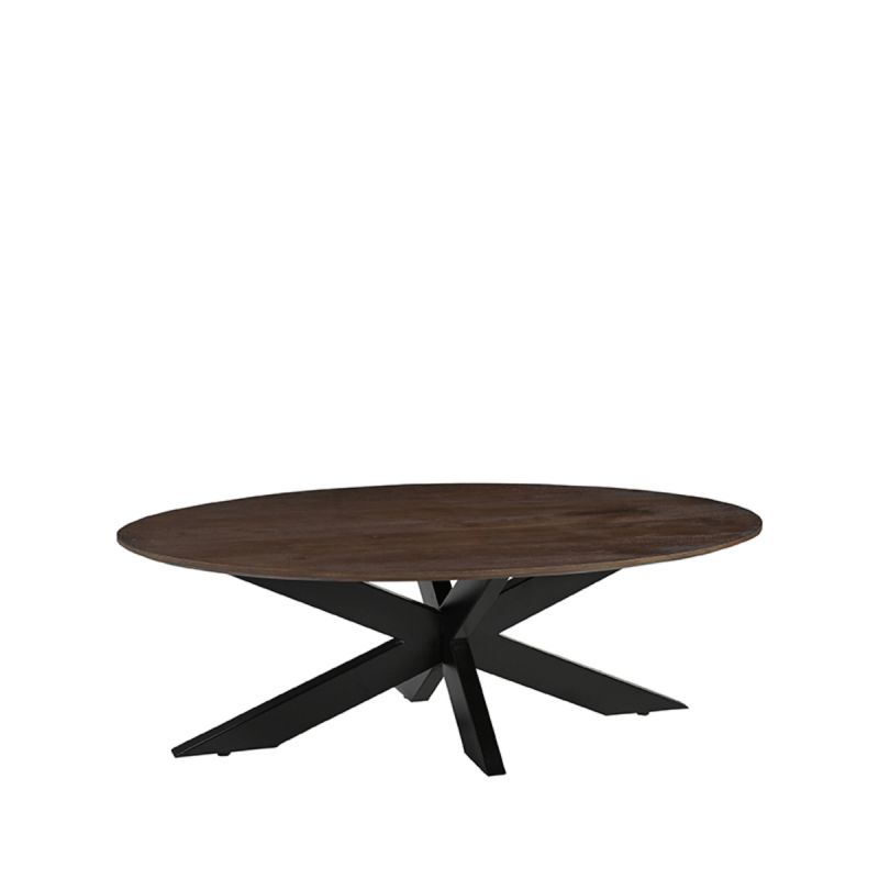 Salontafel James 130x70x43 cm Espresso Mangohout | Zwart Metaal