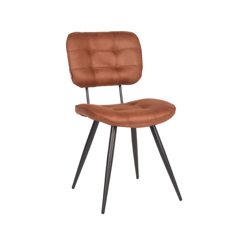 Eetkamerstoel Gus 49x60x87 cm Cognac Microvezel | Zwart Metaal