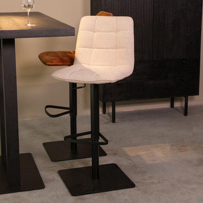 Barkruk Juul 45x56x88-113 cm Naturel Boucle | Zwart Metaal