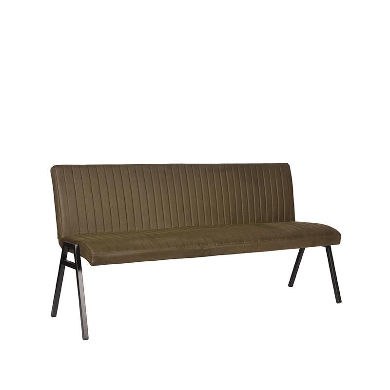 Eetkamerbank Matz 175x62x86 cm Army Microvezel | Zwart Metaal