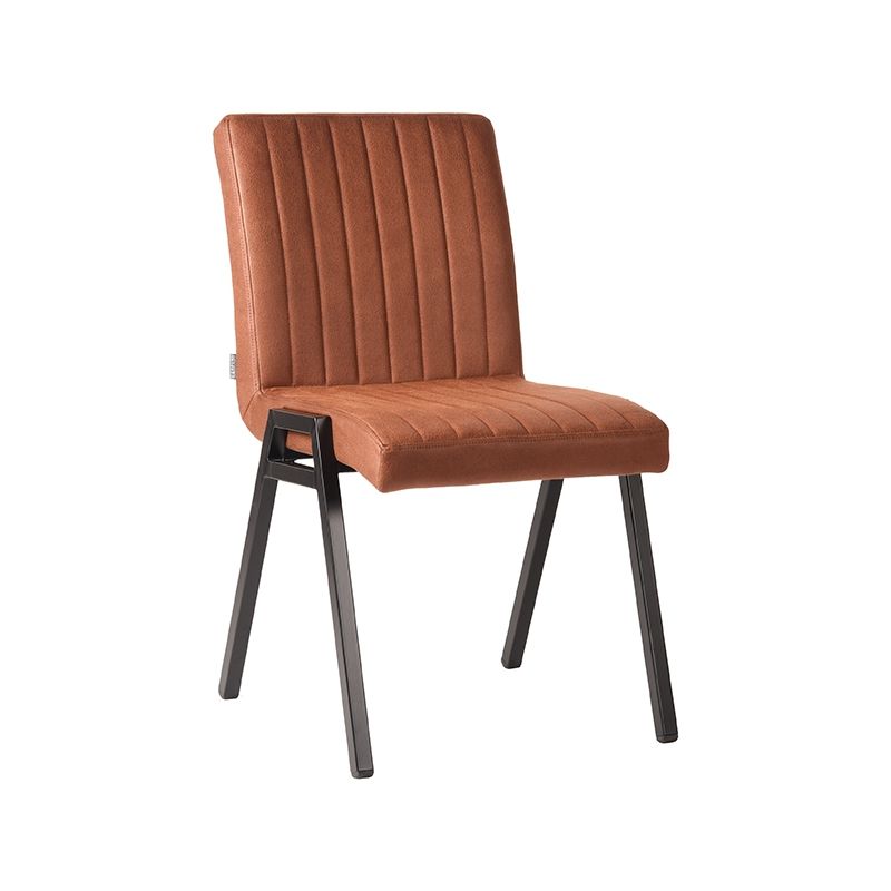 Eetkamerstoel Matz 50x60x86 cm Cognac Microvezel | Zwart Metaal