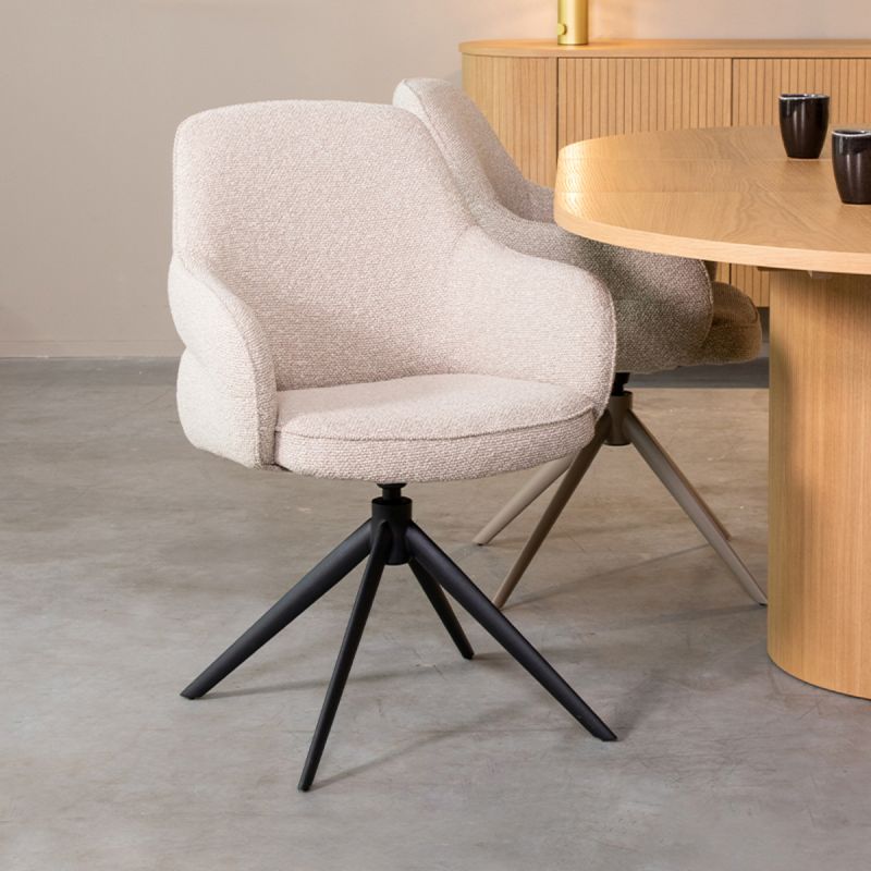 Eetkamerstoel Bern 61x66x91 cm Naturel Royal Boucle | Zwart Metaal