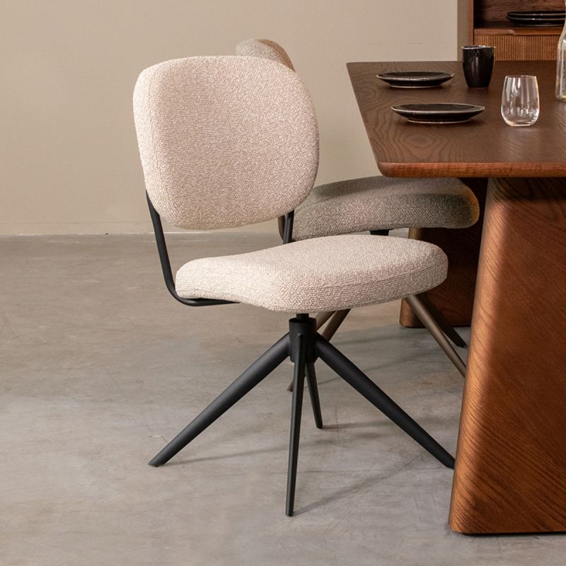 Eetkamerstoel Geneva 49x63x90 cm Naturel Royal Boucle | Zwart Metaal