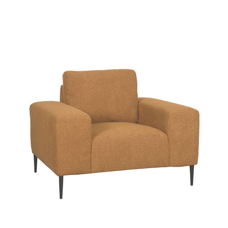 Bank Ferraro 1-Zits 112x88x85 cm - Oker Boucle | Zwart Metaal