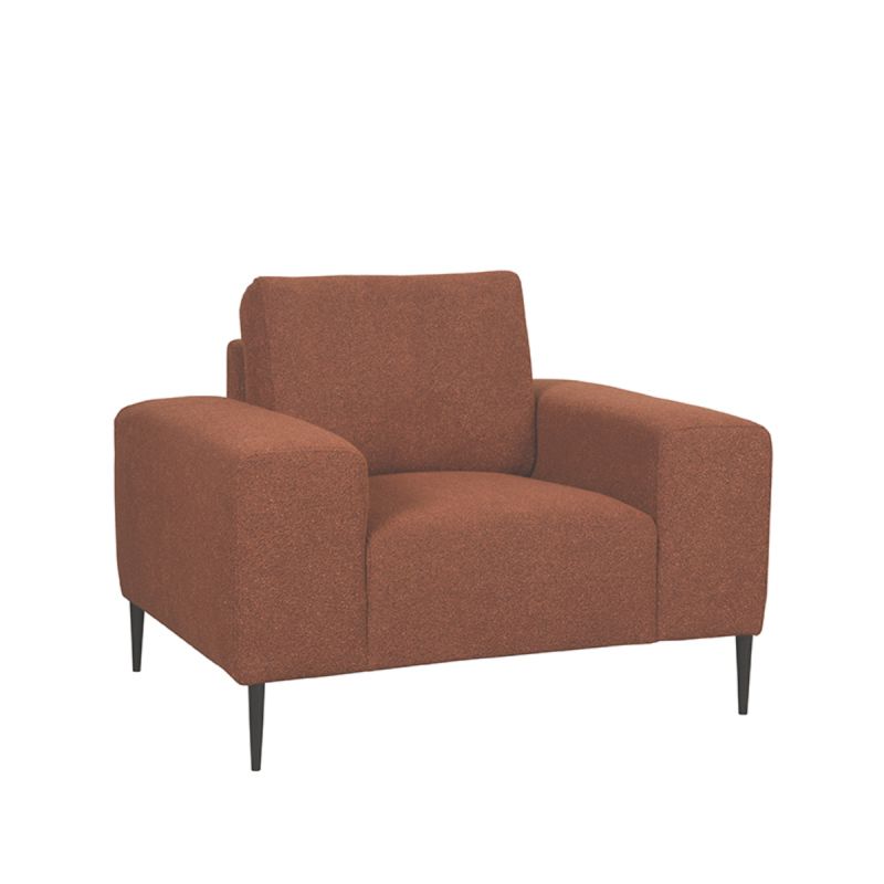 Bank Ferraro 1-Zits 112x88x85 cm - Rust Boucle | Zwart Metaal