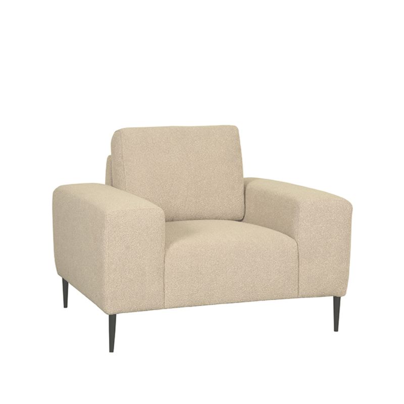 Bank Ferraro 1-Zits 112x88x85 cm - Zand Boucle | Zwart Metaal