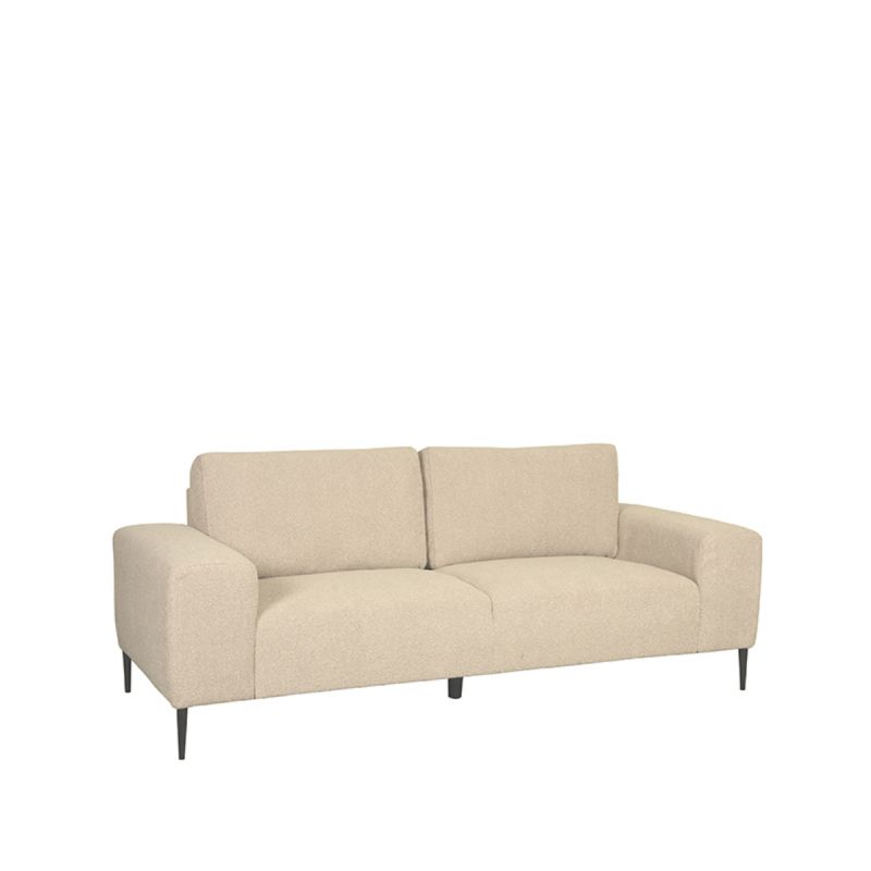 Bank Ferraro 3-Zits 212x88x85 cm - Zand Boucle | Zwart Metaal