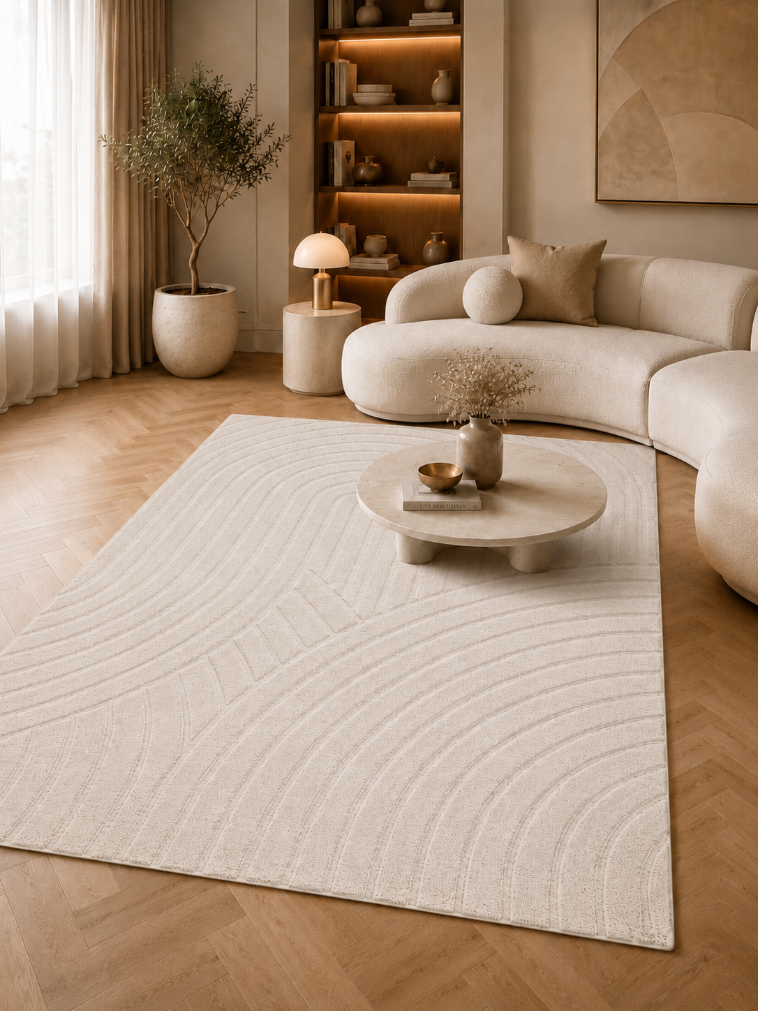 Japandi Vloerkleed Amani Crème 160x230 cm