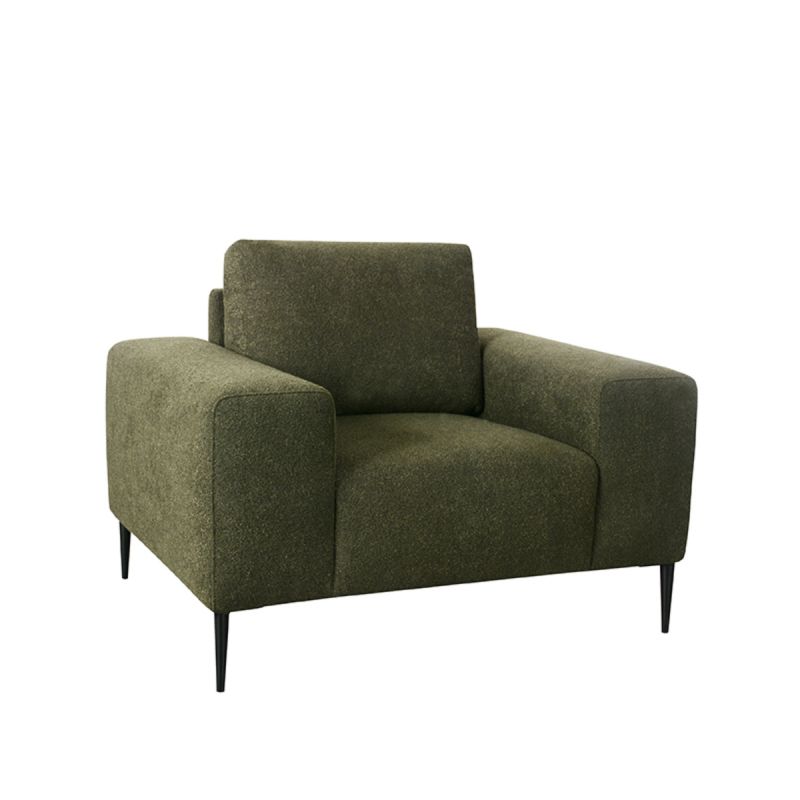 Bank Ferraro 1-Zits 112x88x85 cm - Hunter Boucle | Zwart Metaal