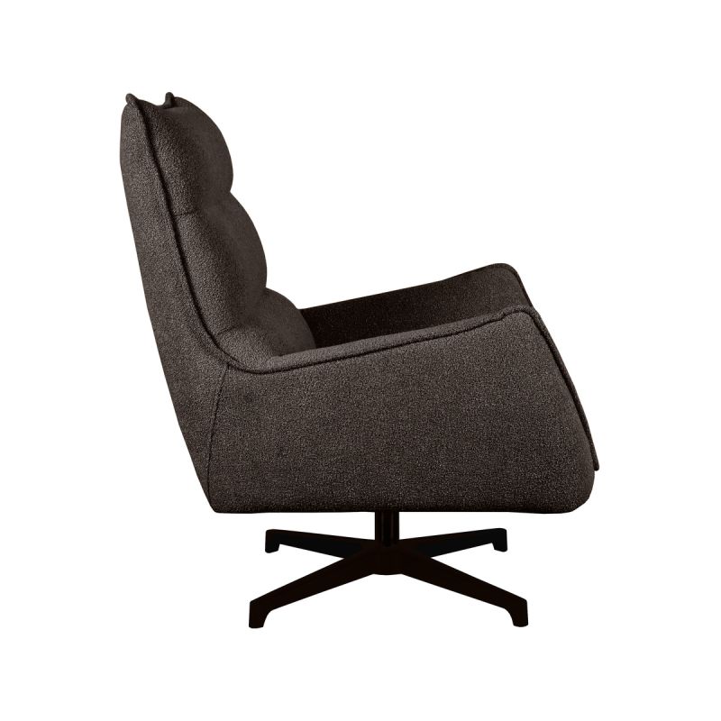 Draaifauteuil Rodia 80x90x102 cm Bruin Boucle | Zwart Metaal