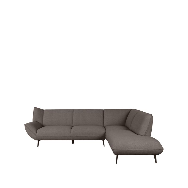 Hoekbank Pesaro Rechts 274x203x82 cm - Bruin Boucle | Zwart Metaal