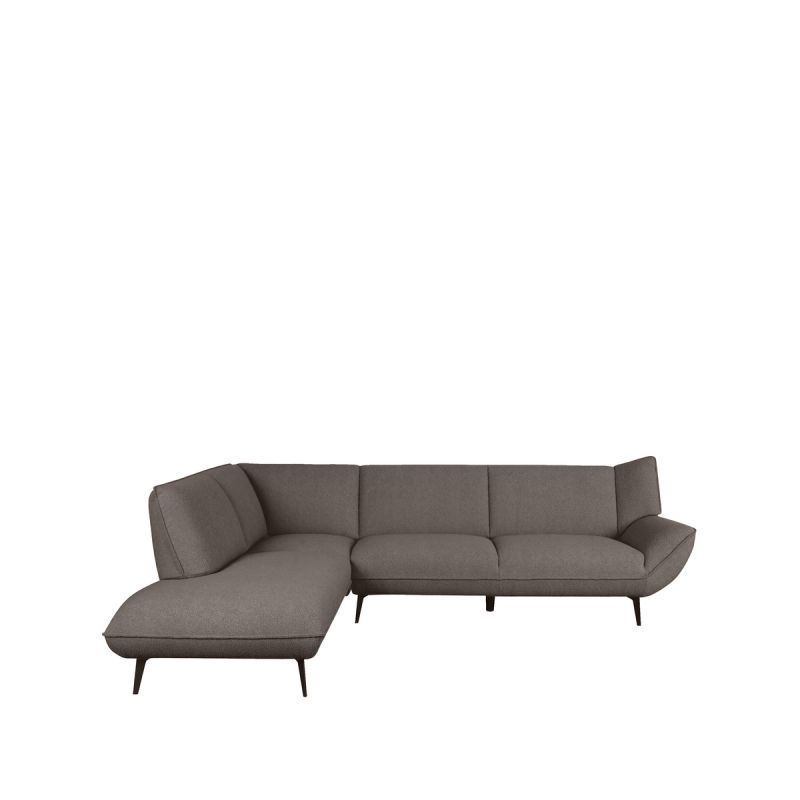 Hoekbank Pesaro Links 274x203x82 cm - Bruin Boucle | Zwart Metaal
