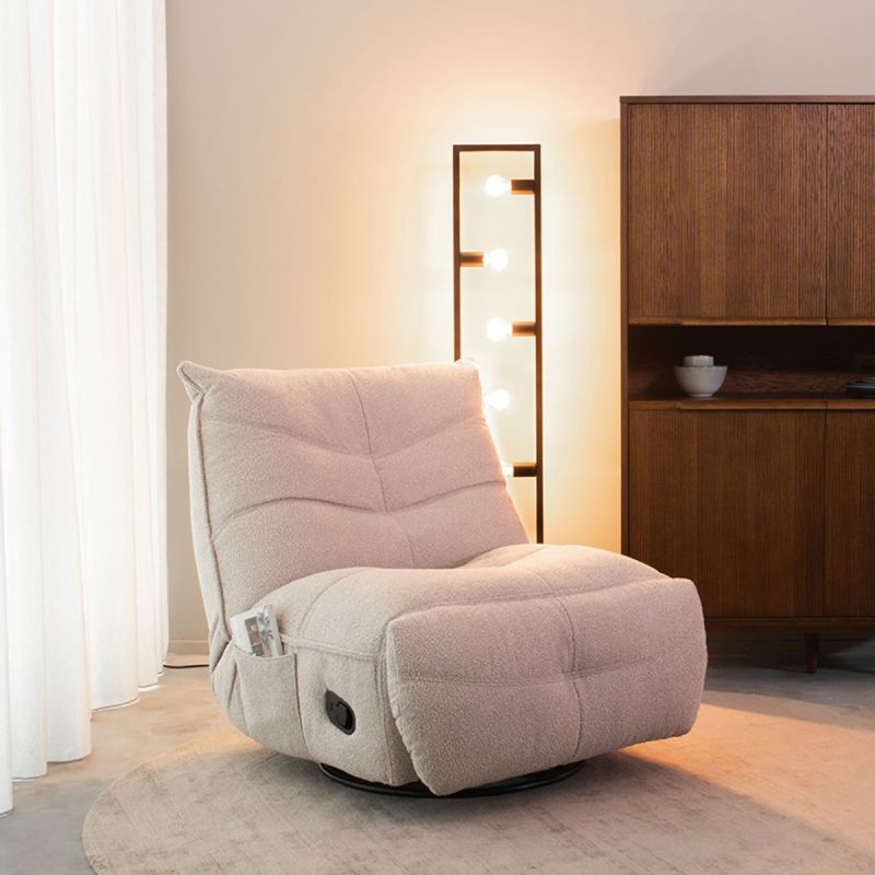Relaxfauteuil Take It Easy 84x104x94 cm Naturel Boucle | Zwart Metaal
