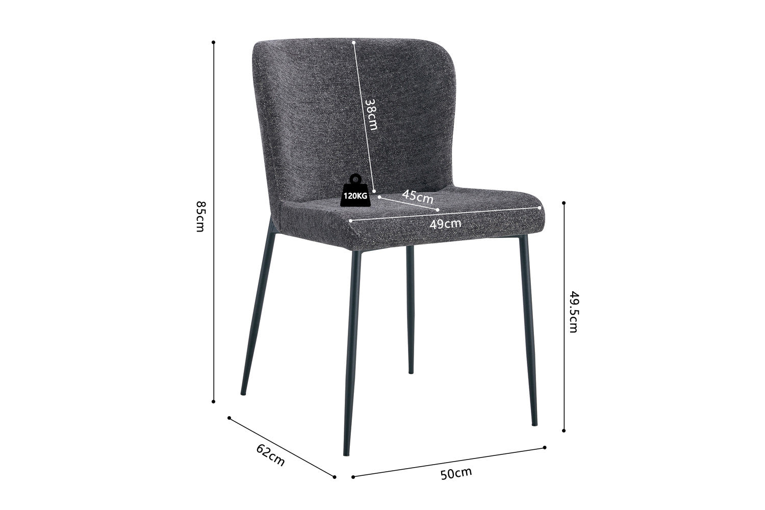 Stoel carvino Stof Fabb Raven 13 Donkergrijs