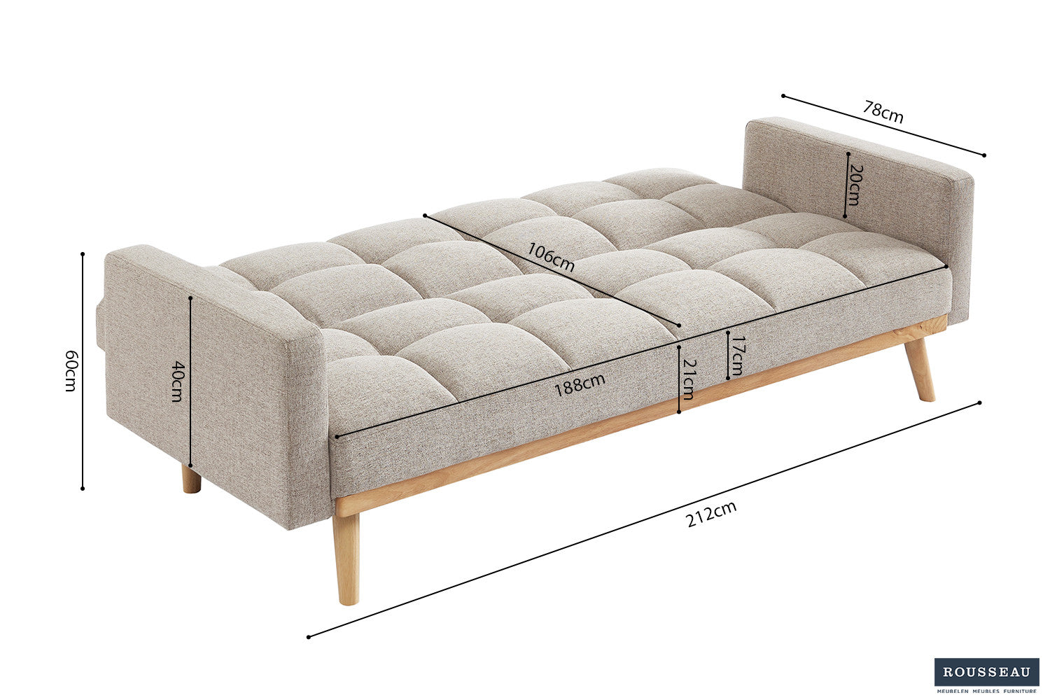 Slaapbank nox Stof Davis Neve 13 Beige