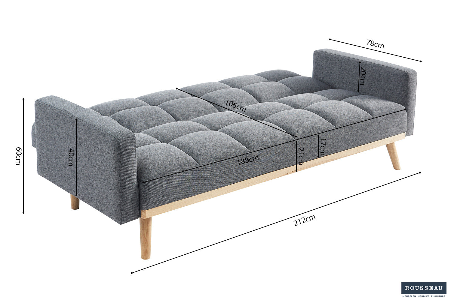 Slaapbank nox Stof Davis Neve 97 Grijs