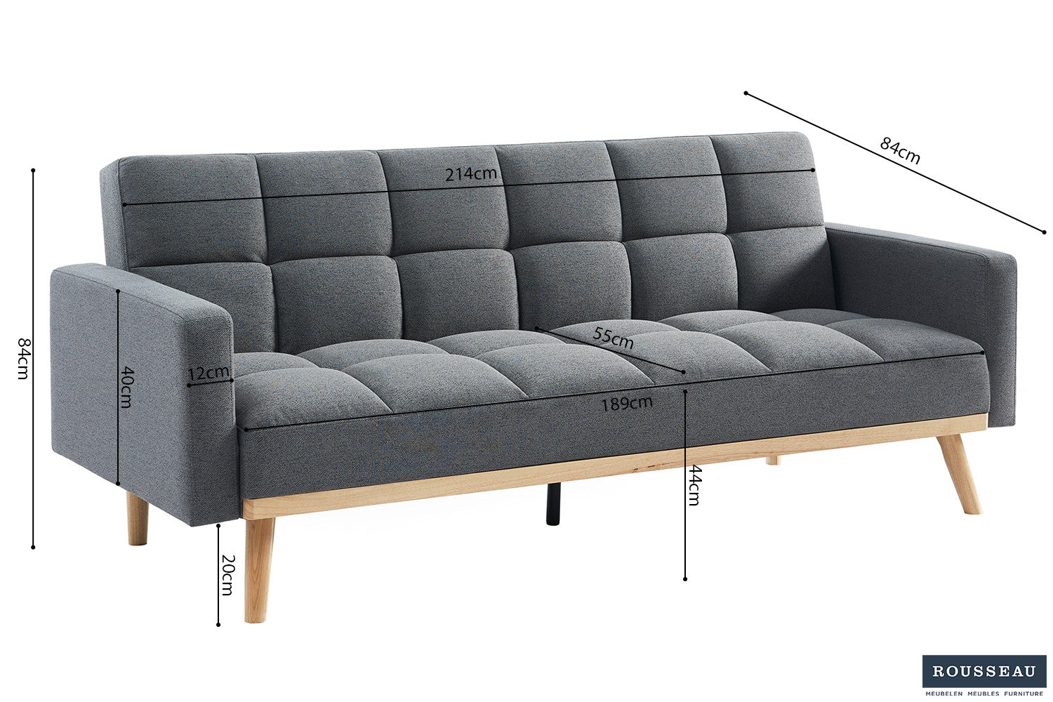 Slaapbank nox Stof Davis Neve 97 Grijs