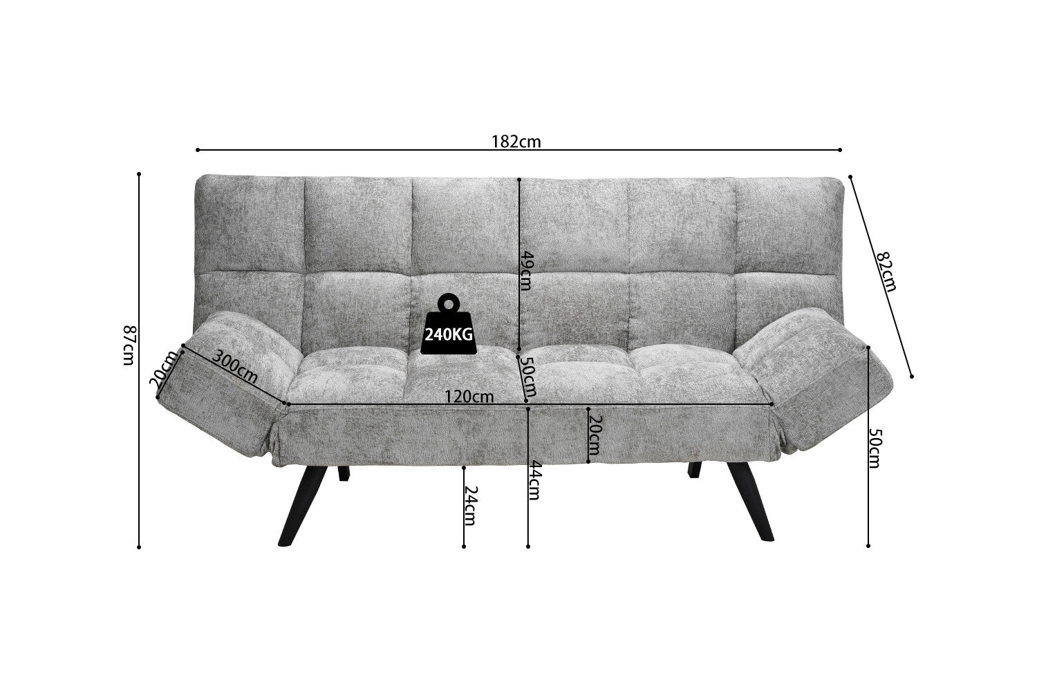 Slaapbank dust Grijs