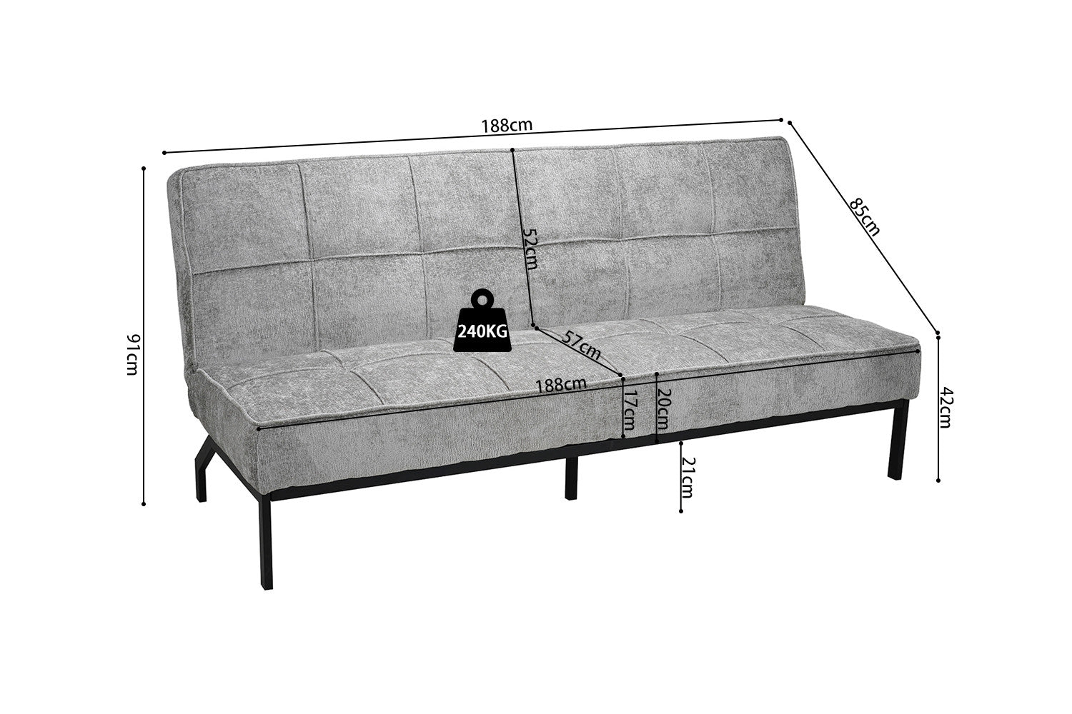 Slaapbank aiko Grijs