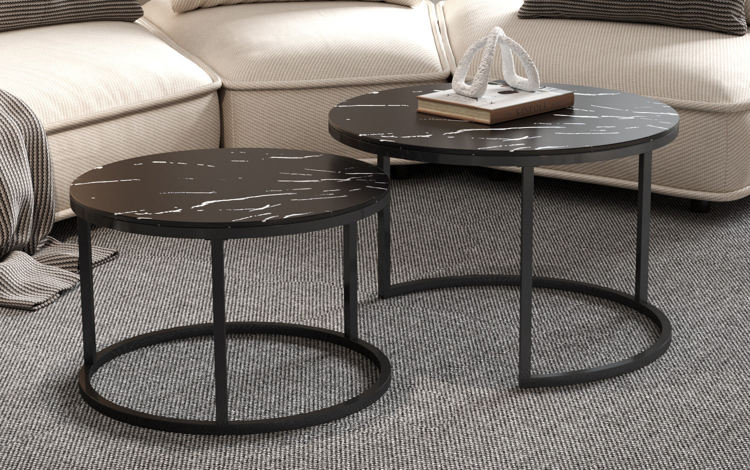 Salontafel sola Decor Glas Marmer Zwart
