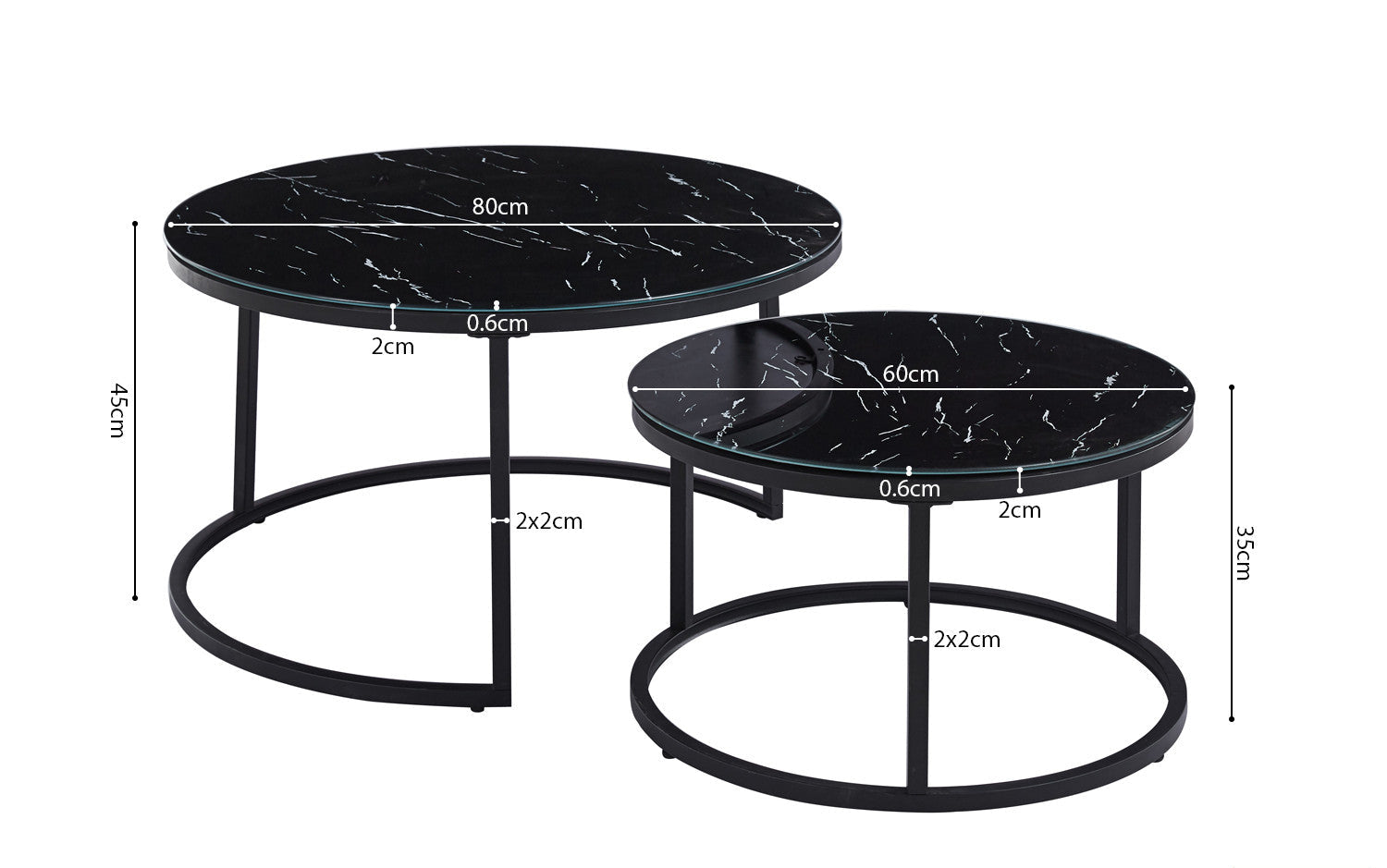 Salontafel sola Decor Glas Marmer Zwart