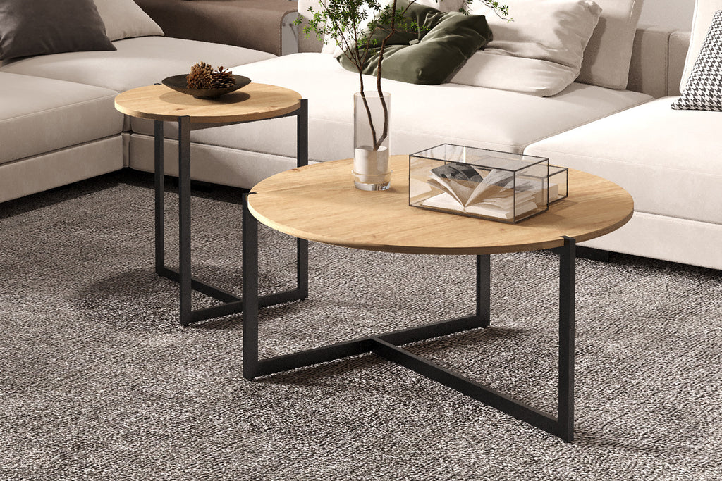Set van 2 Salontafels caloras Decor Oude eik