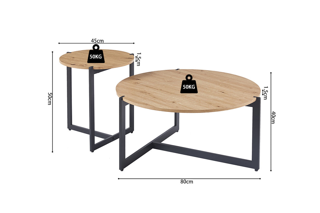 Set van 2 Salontafels caloras Decor Oude eik