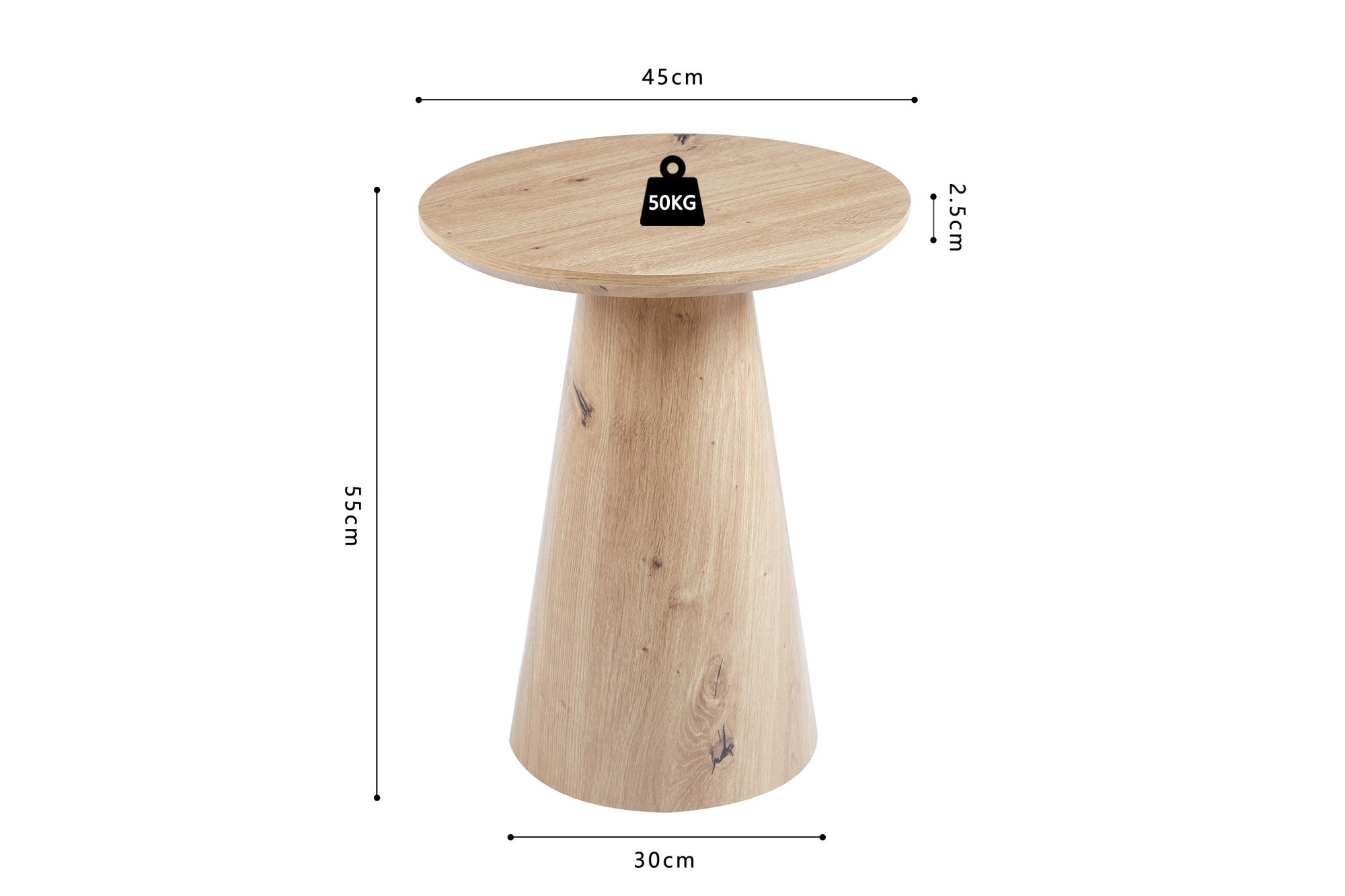 Salontafel tressa 45 cm Decor Oude eik