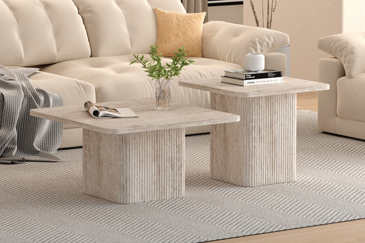 Set van 2 Salontafels tona Decor travertin Beige