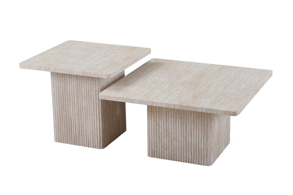 Set van 2 Salontafels tona Decor travertin Beige