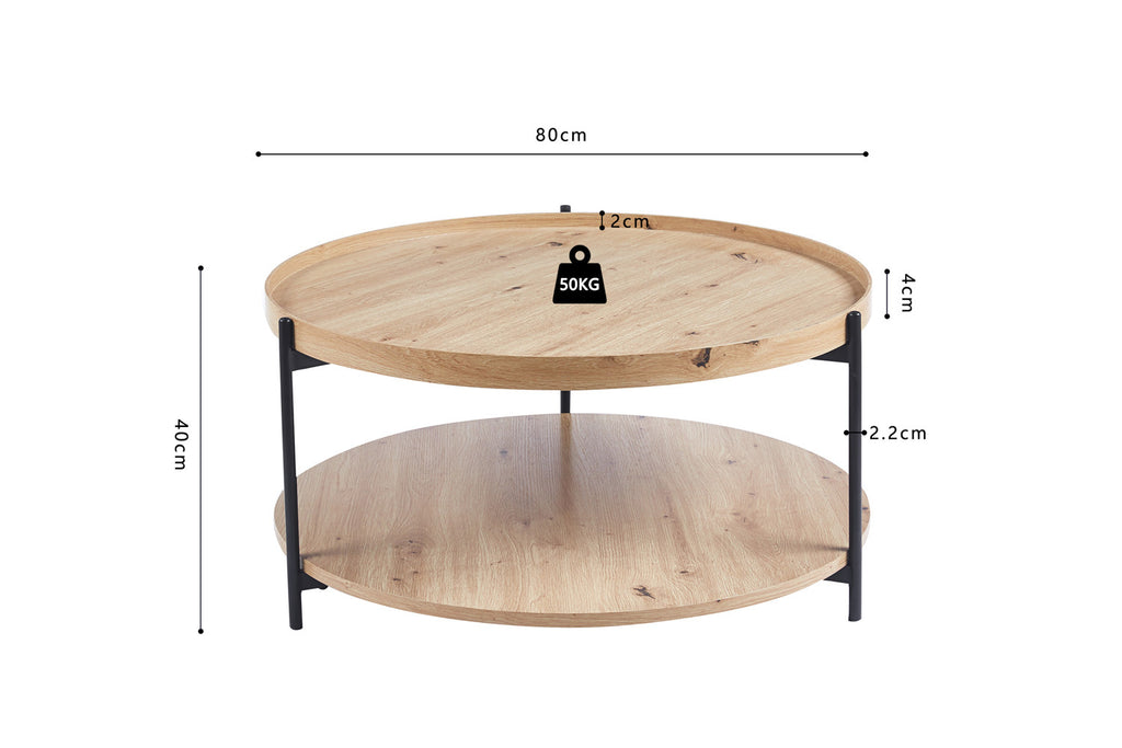 Salontafel melvon 80 cm Decor Oude eik